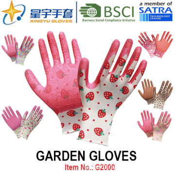 Garden Gloves, Printing Polyestershell Latex Coated Crinkle Finish Safety Work Gloves (G2000) with CE, En388, En420